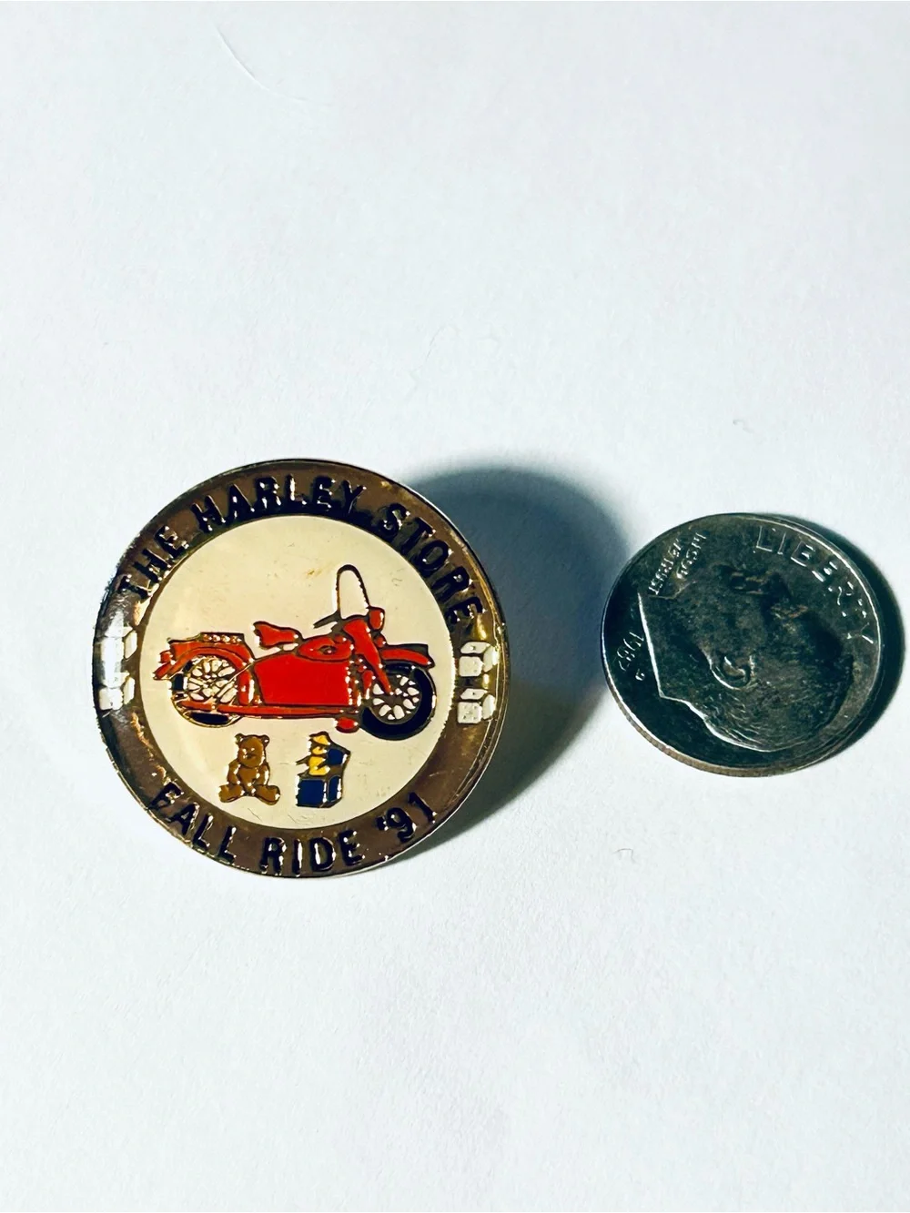 The Harley Store Fall Ride 1991 Red Motorcycle Pin, Biker Gifts